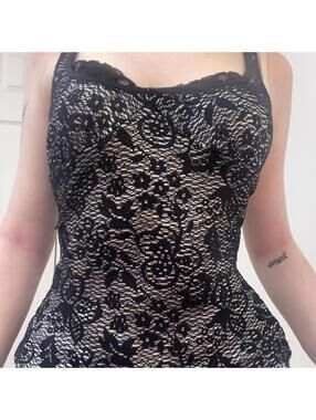 black lace metallic tank top